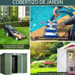 Caseta de jardín Portland puertas correderas verde 159-172x213x130 cm