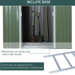 Caseta de jardín Portland puertas correderas verde 159-172x213x130 cm