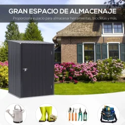 Caseta de jardín Toronto Outsunny puertas + ventilación + techo inclinado negro 160x100x103 cm
