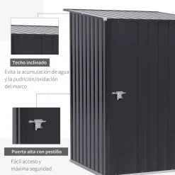 Caseta de jardín Toronto Outsunny puertas + ventilación + techo inclinado negro 160x100x103 cm