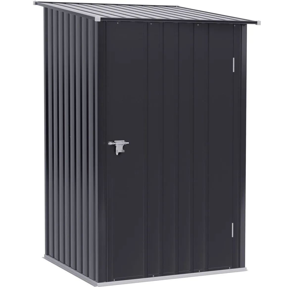 Caseta de jardín Toronto Outsunny puertas + ventilación + techo inclinado negro 160x100x103 cm