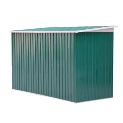 Caseta de jardín/cobertizo metálico verde 277x130x173 cm