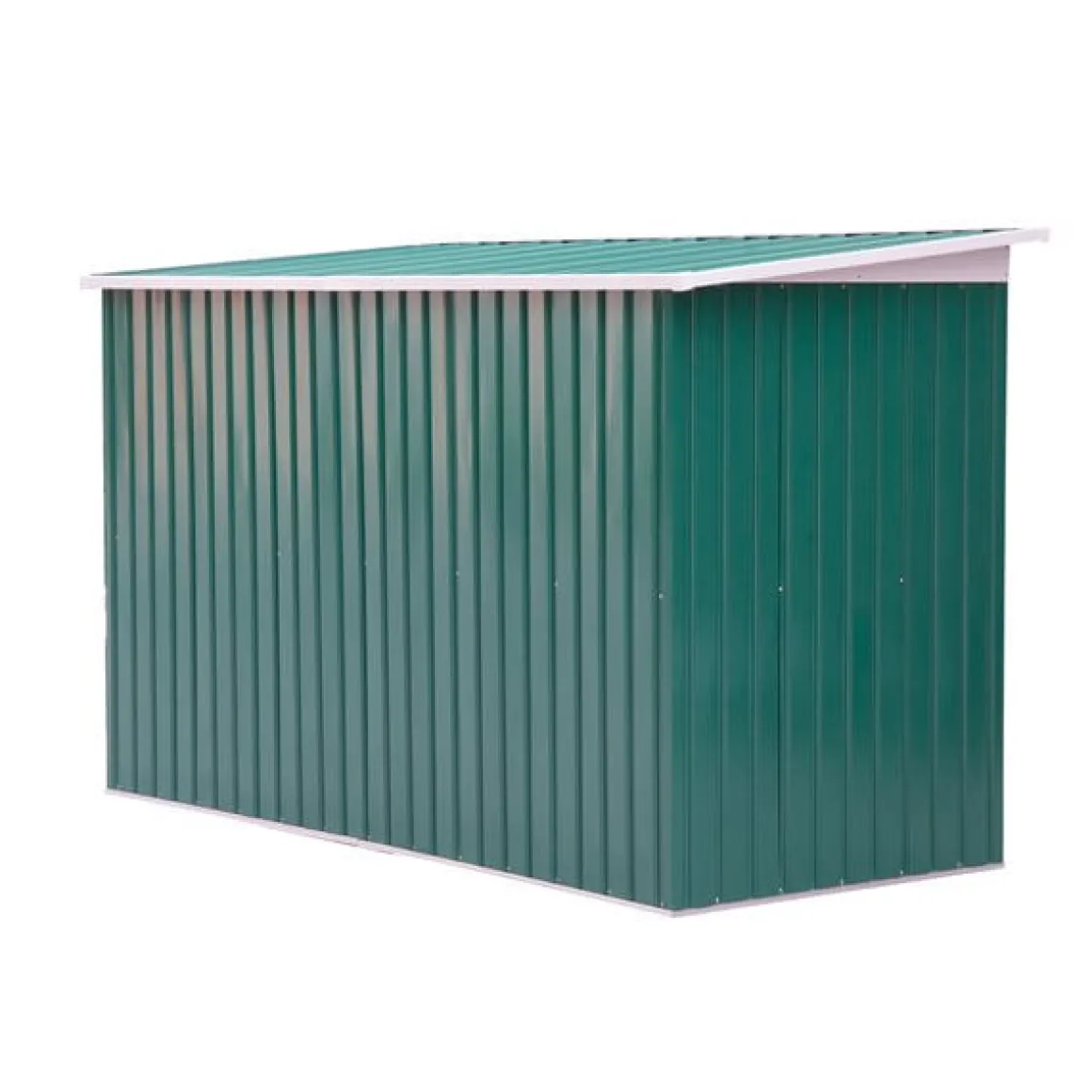 Caseta de jardín/cobertizo metálico verde 277x130x173 cm
