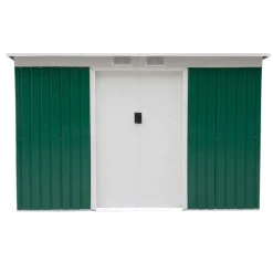 Caseta de jardín/cobertizo metálico verde 277x130x173 cm
