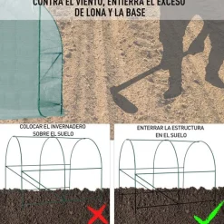 Caseta invernadero Outsunny con puerta+ventanas verde 198x245x200 cm