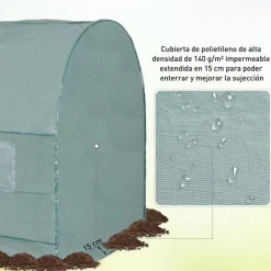 Caseta invernadero Outsunny con puerta+ventanas verde 198x245x200 cm