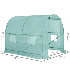 Caseta invernadero Outsunny con puerta+ventanas verde 198x245x200 cm