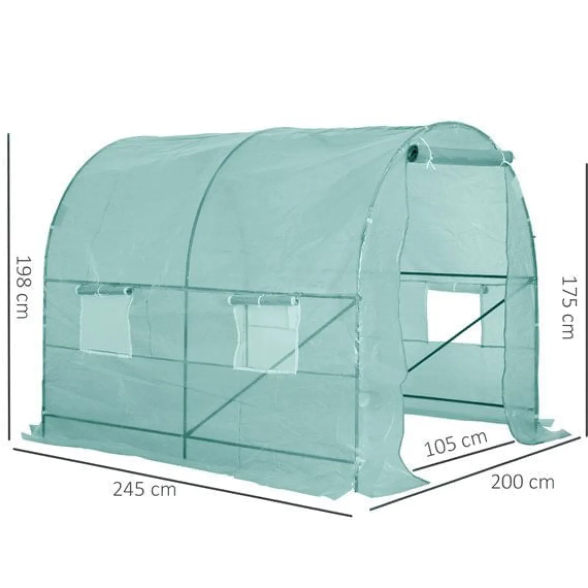 Caseta invernadero Outsunny con puerta+ventanas verde 198x245x200 cm
