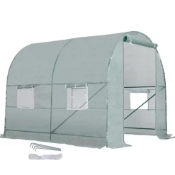 Caseta invernadero Outsunny con puerta+ventanas verde 198x245x200 cm