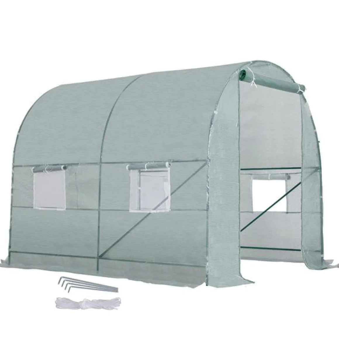 Caseta invernadero Outsunny con puerta+ventanas verde 198x245x200 cm