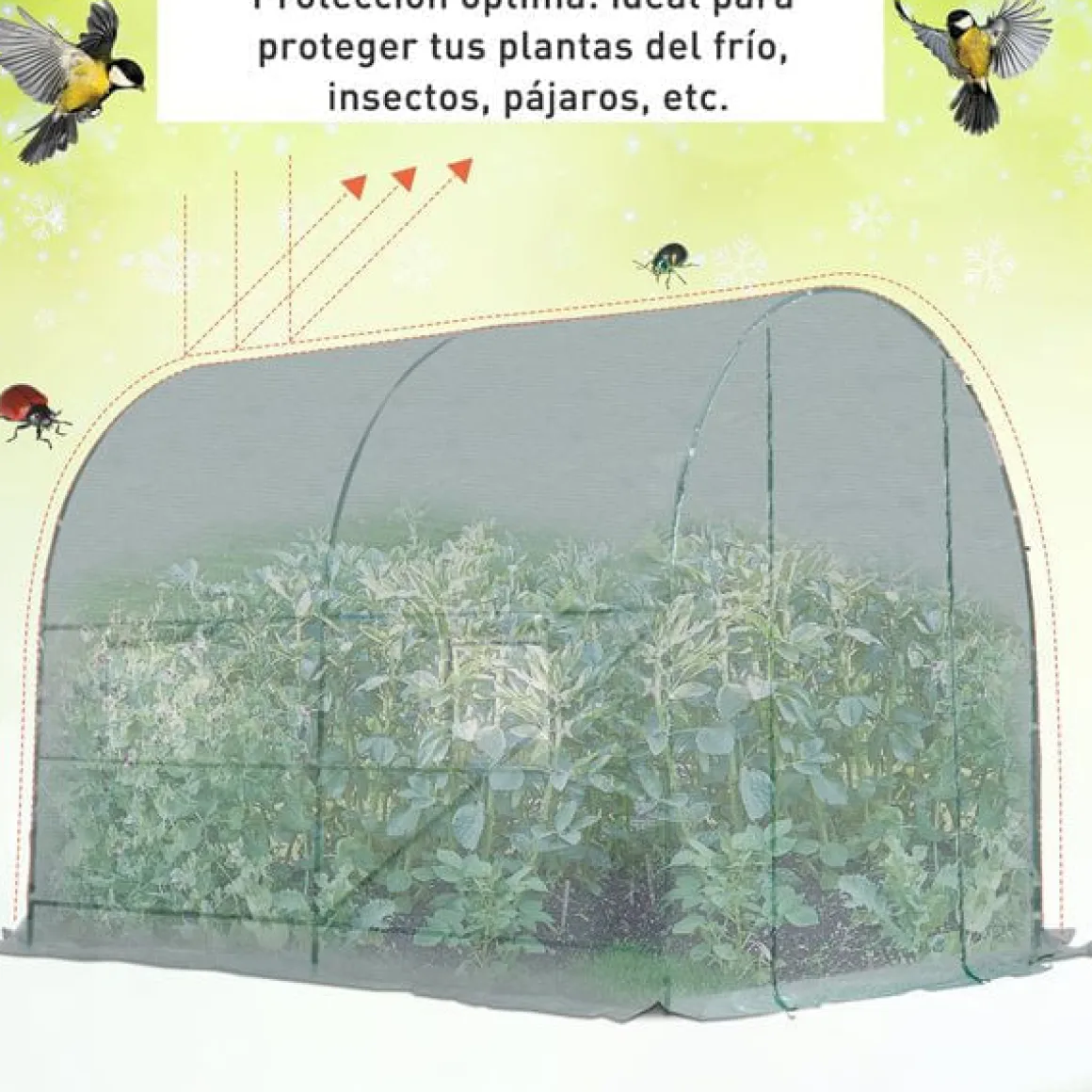 Caseta invernadero Outsunny con puerta+ventanas verde 198x245x200 cm
