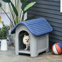 Caseta para perro PawHut azul/gris 66x75x59 cm
