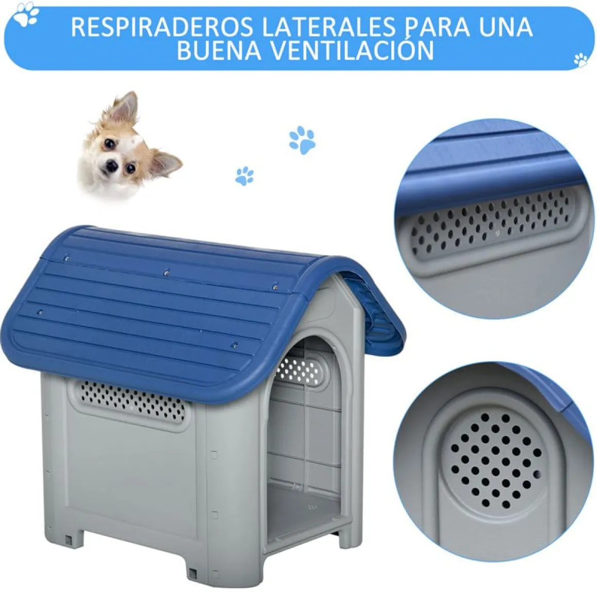 Caseta para perro PawHut azul/gris 66x75x59 cm