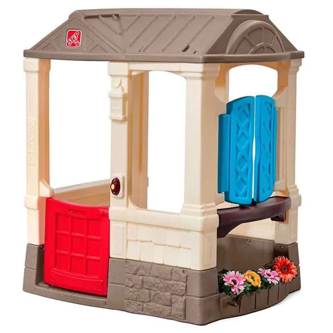 Casita de juguete Courtyard Cottage CB Toys con timbre eléctrico +18M marrón 118x100x83 cm