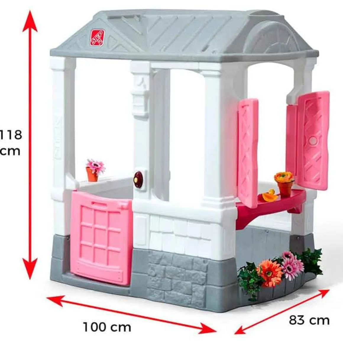 Casita de juguete Courtyard Cottage CB Toys con timbre eléctrico +18M rosa 118x100x83 cm
