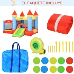 Castillo hinchable infantil Outsunny con tobogán multicolor 210x300x275 cm