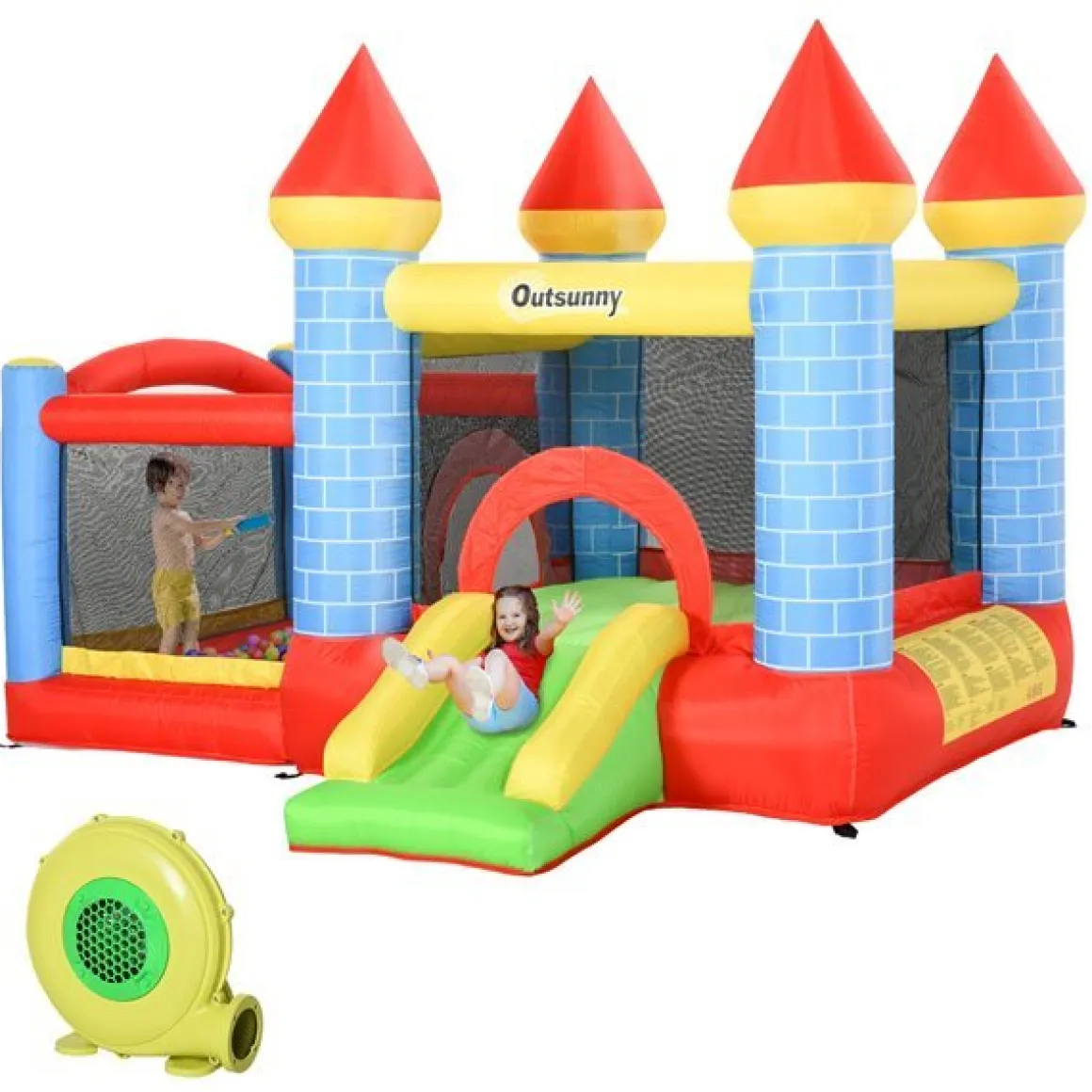 Castillo hinchable infantil Outsunny con tobogán multicolor 210x300x275 cm