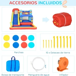Castillo hinchable infantil Outsunny con tobogán multicolor 3-8A