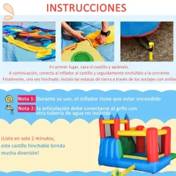 Castillo hinchable Outsunny con rociadores de agua +3A multicolor 215x245x330 cm