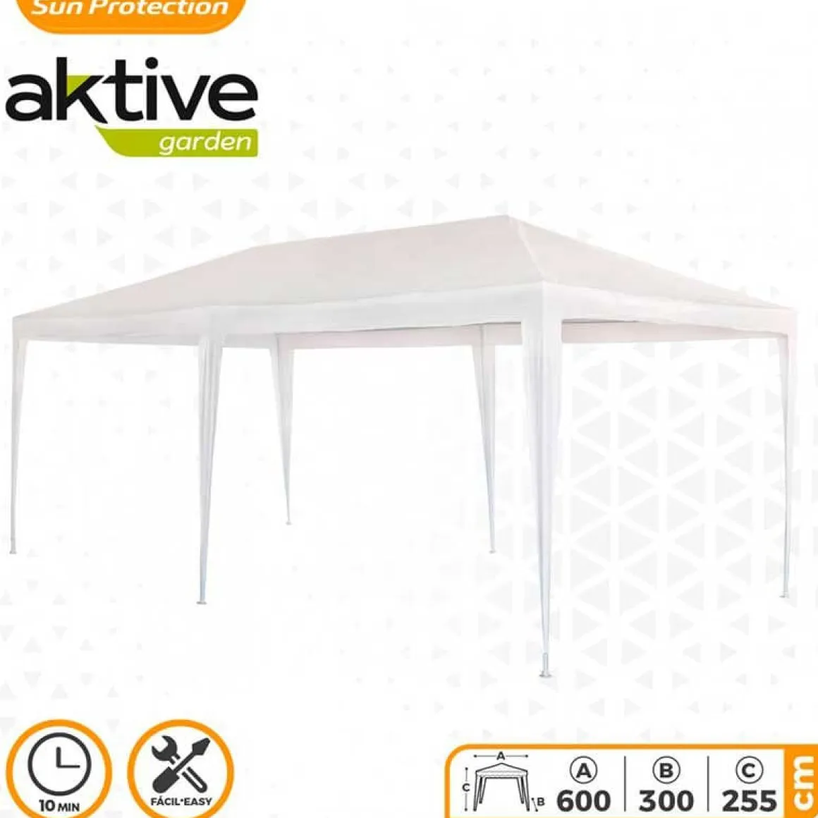 Cenador Aktive Garden 18m² de sombra blanco 255x600x300 cm