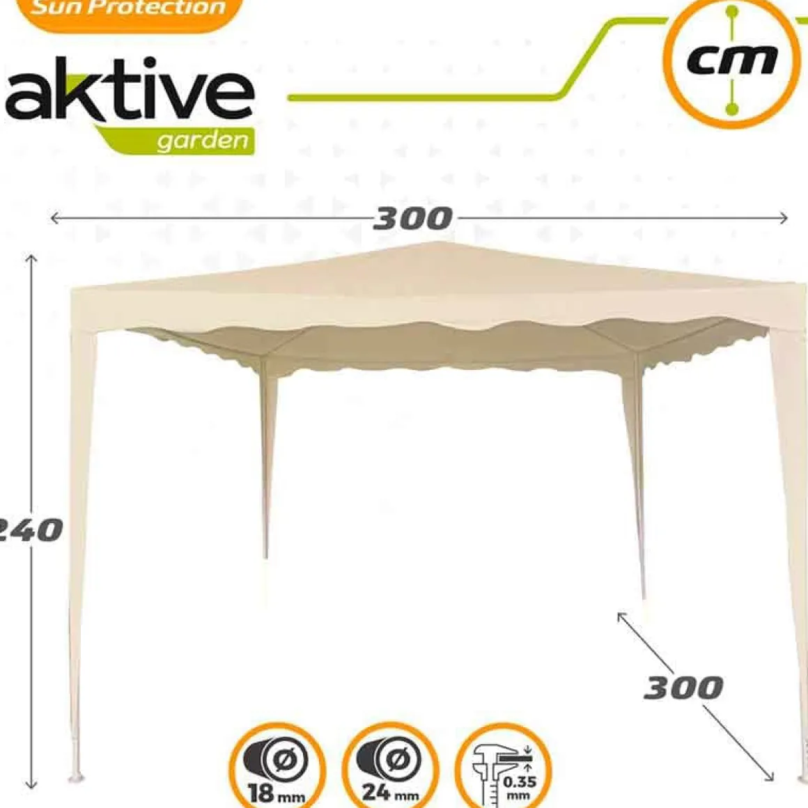 Cenador Aktive poliéster crema 240x300x300 cm
