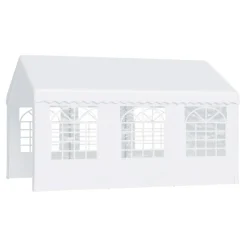 Cenador de jardín Outsunny 6 ventanas 4 paneles blanco 280x405x600 cm