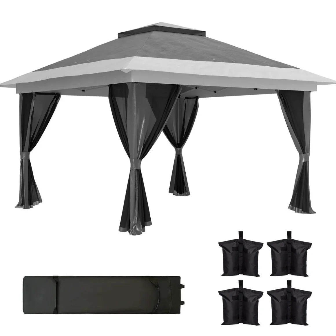 Cenador Dhile Outsunny plegable + cortinas removibles 280x356 cm