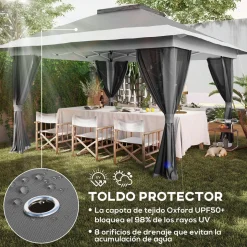 Cenador Dhile Outsunny plegable + cortinas removibles 280x356 cm
