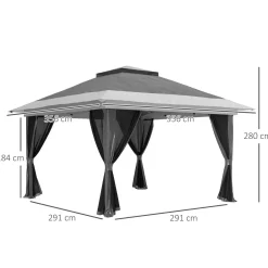 Cenador Dhile Outsunny plegable + cortinas removibles 280x356 cm