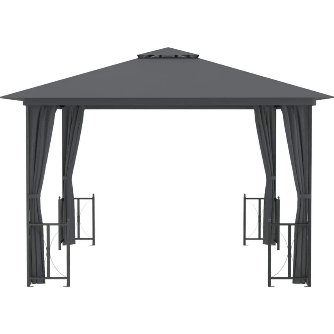 Cenador exterior con paredes y techo doble gris antracita 3x3m