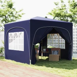 Cenador Garden Outsunny plegable + regulable + 2 ventanas + 2 puertas 300x300 cm