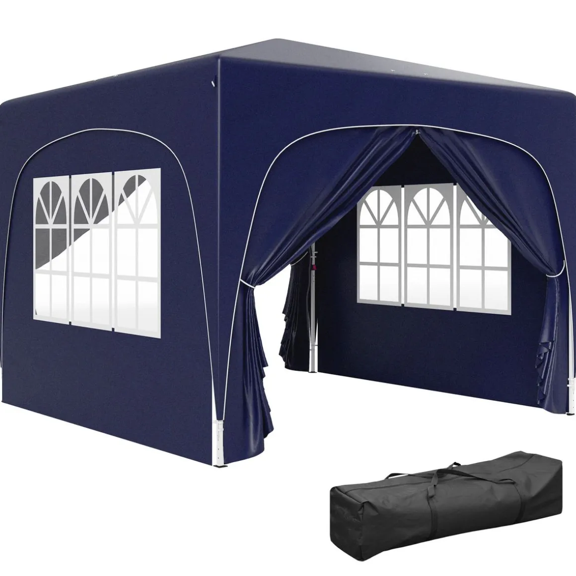 Cenador Garden Outsunny plegable + regulable + 2 ventanas + 2 puertas 300x300 cm