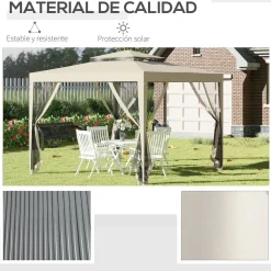 Cenador Girasol Outsunny mosquiteras laterales 268x297x297 cm