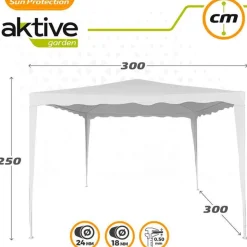 Cenador para jardín Aktive Garden blanco 250x300x300 cm