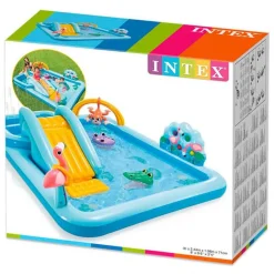 Centro de juegos acuático Jungla con animales hinchables +3A azul 84x216x257 cm
