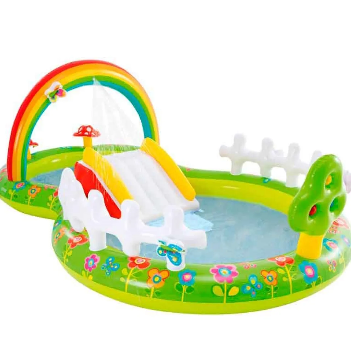 Centro de juegos hinchable Jardín Intex 450L tobogán acolchado +2A verde 104x290x180 cm