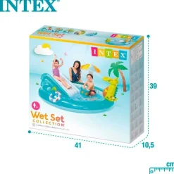 Centro de juegos hinchable Intex 160L cocodrilo con aspersor +2A azul 84x201x170 cm