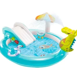 Centro de juegos hinchable Intex 160L cocodrilo con aspersor +2A azul 84x201x170 cm