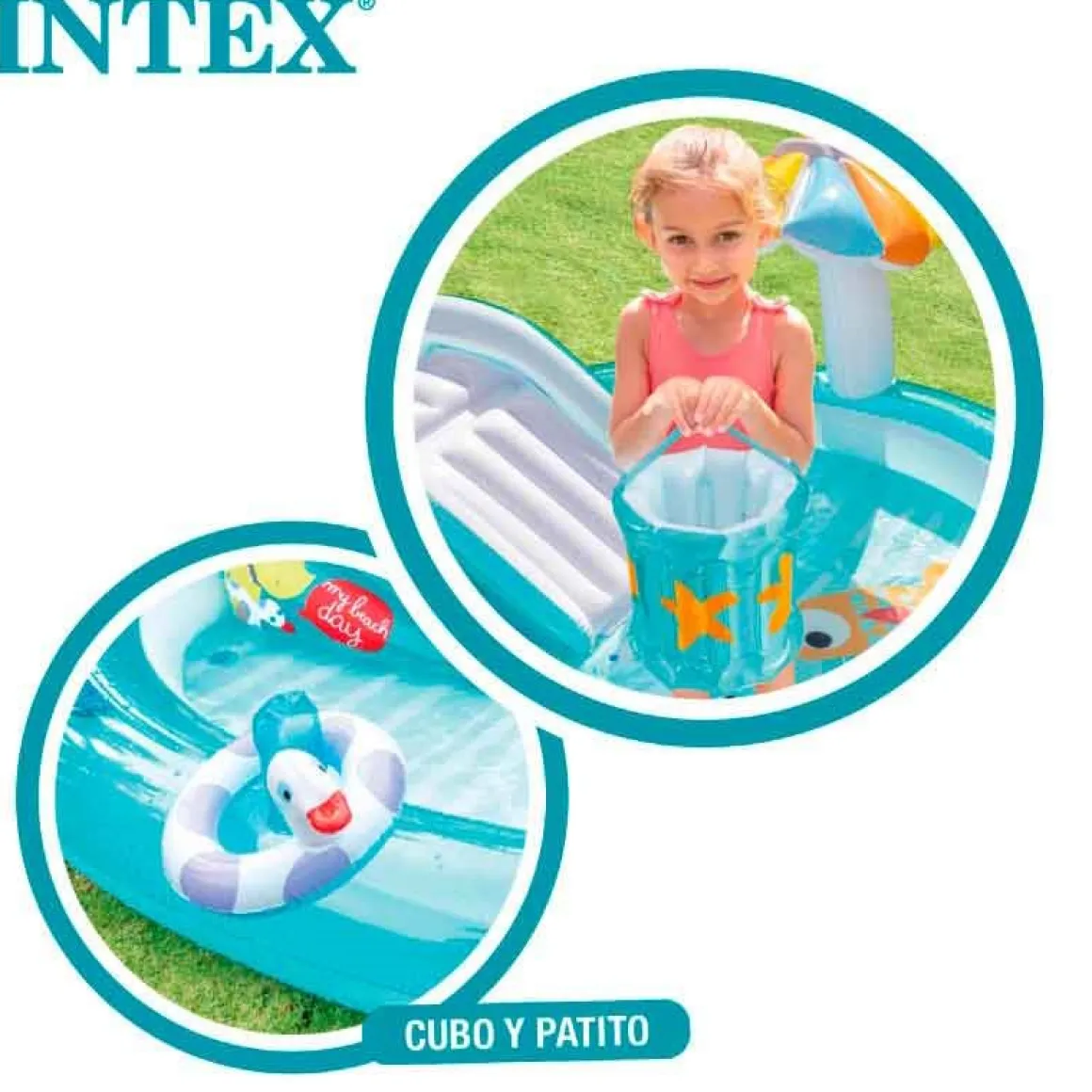 Centro de juegos hinchable Intex 160L cocodrilo con aspersor +2A azul 84x201x170 cm