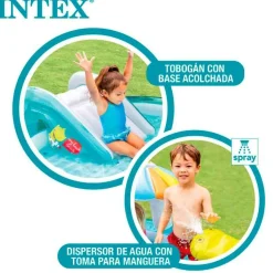 Centro de juegos hinchable Intex 160L cocodrilo con aspersor +2A azul 84x201x170 cm