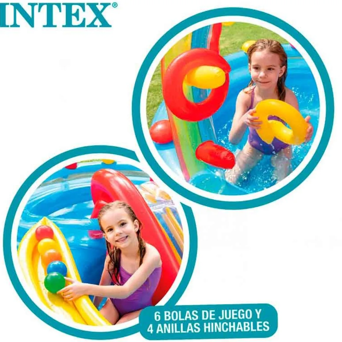 Centro de juegos hinchable Intex 2 piscinas con tobogán +2A multicolor 135x193x297 cm