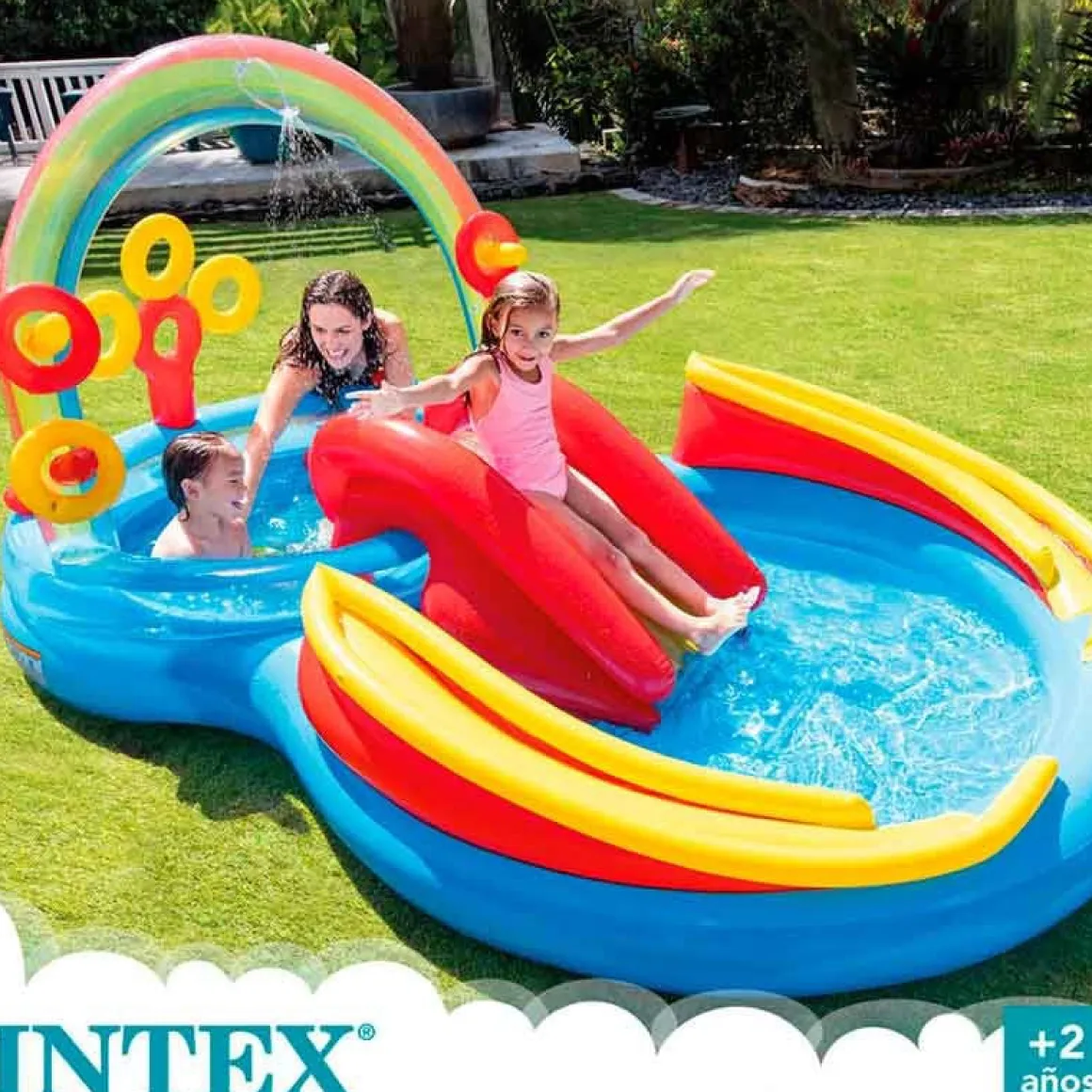 Centro de juegos hinchable Intex 2 piscinas con tobogán +2A multicolor 135x193x297 cm
