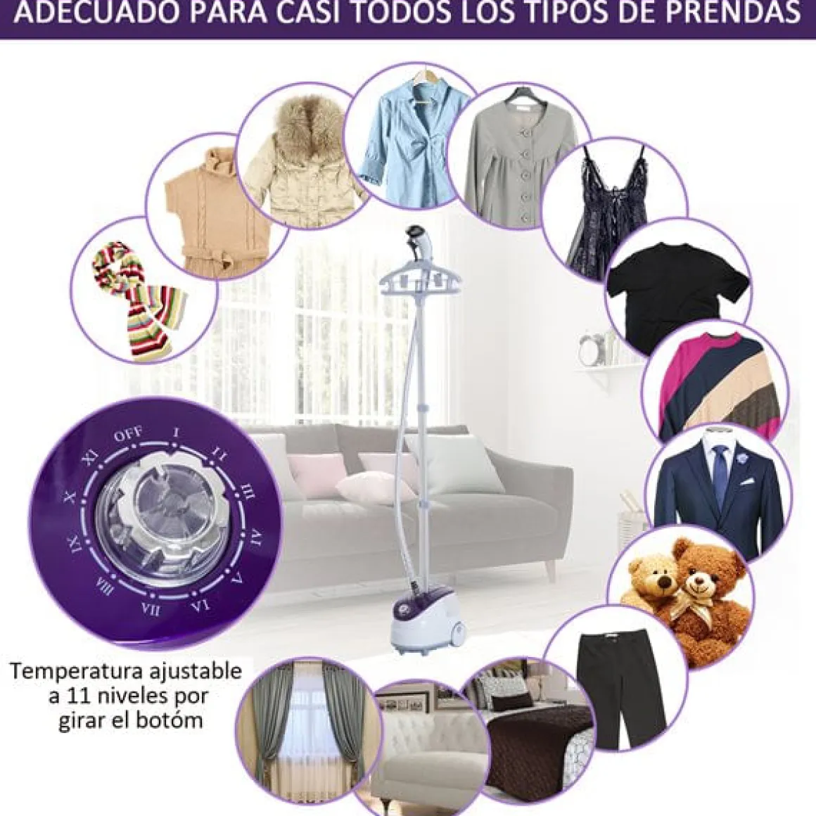 Centro de plachado vertical Homcom 1800W 1,8L 11 niveles de temperatura