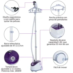 Centro de plachado vertical Homcom 1800W 1,8L 11 niveles de temperatura