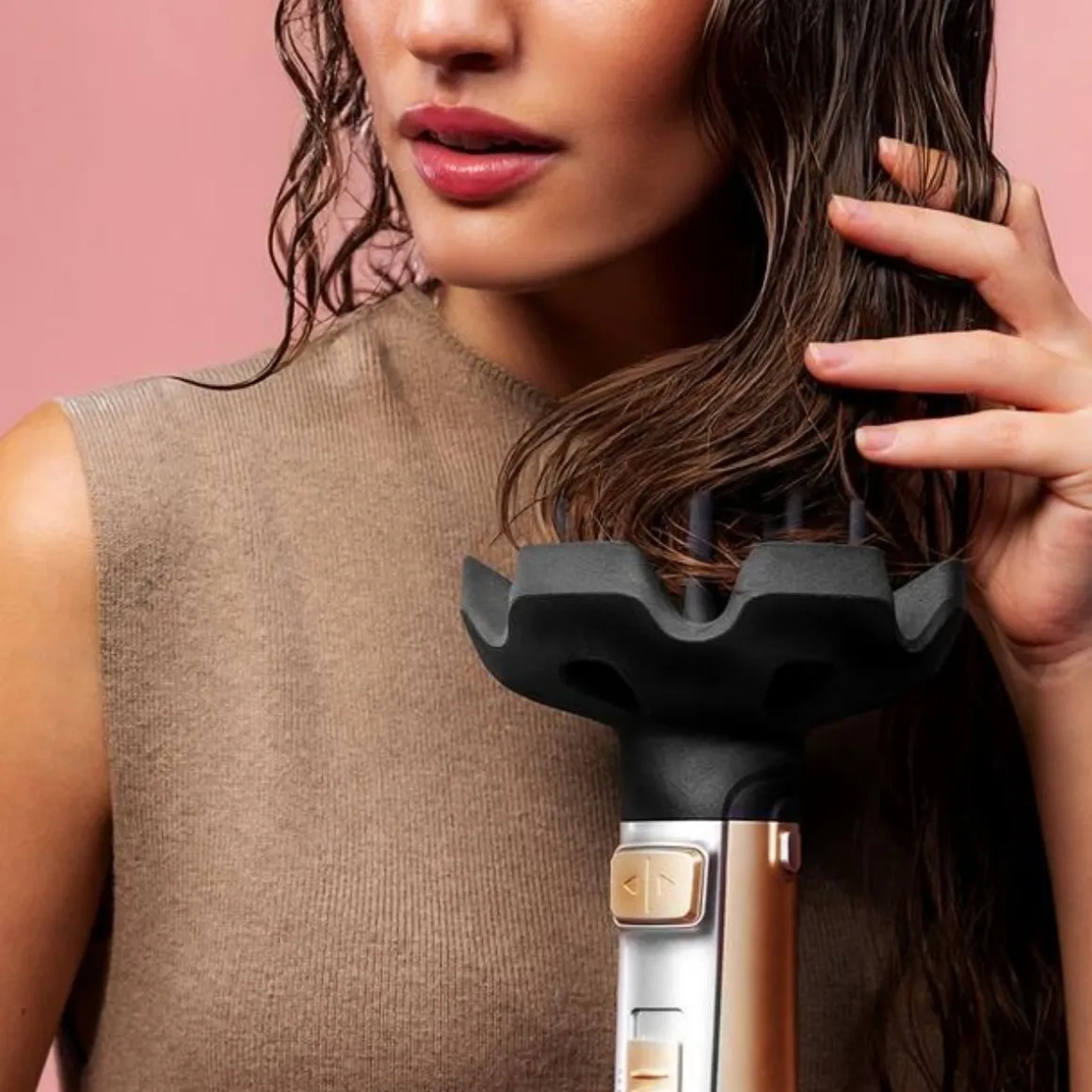 Cepillo de aire rotativo Cecotec CeramicCare 5in1 AirBrush Gyro 1100W 3 modos gris