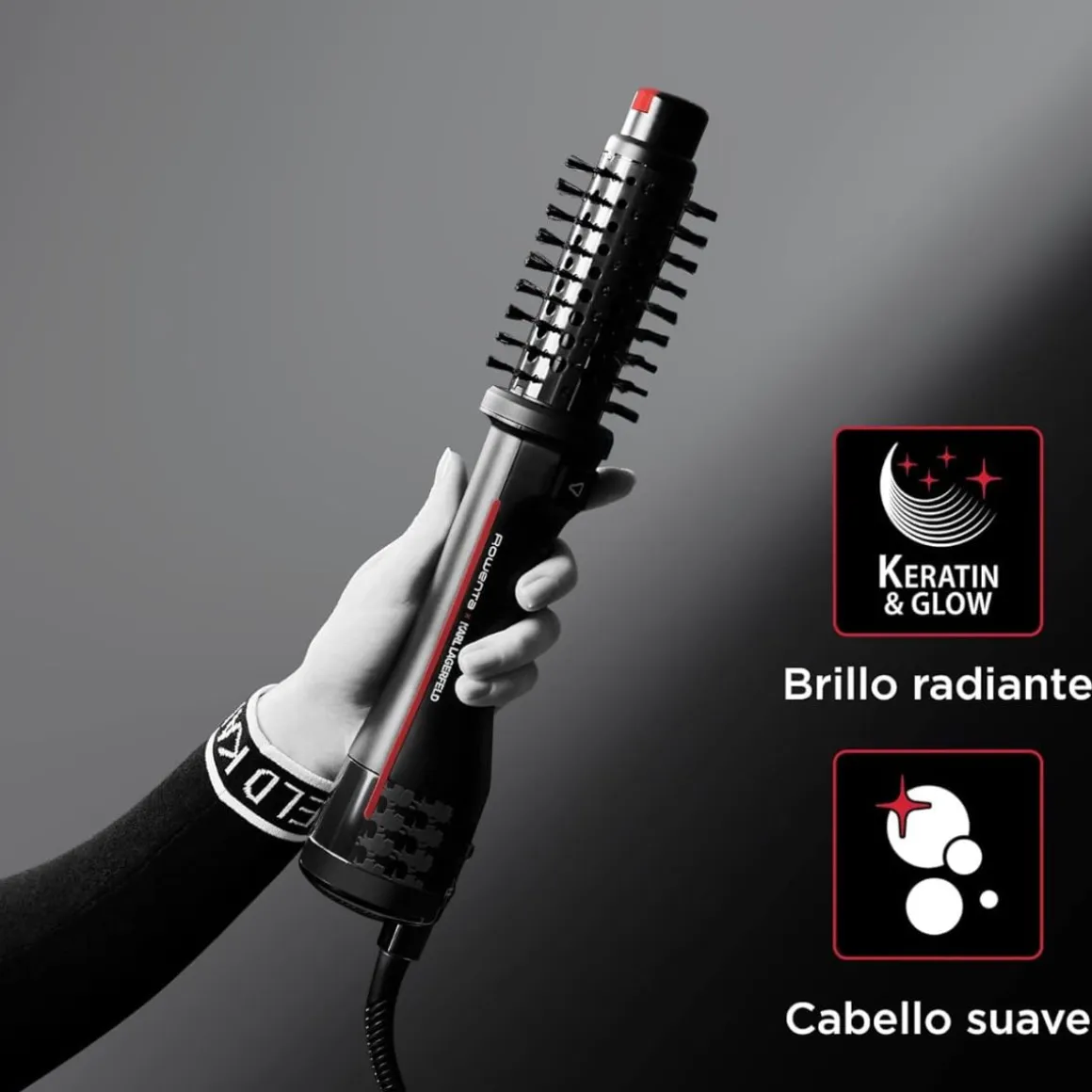 Cepillo secador Rowenta K/Pro Stylist Karl Lagerfeld giratorio negro/rojo