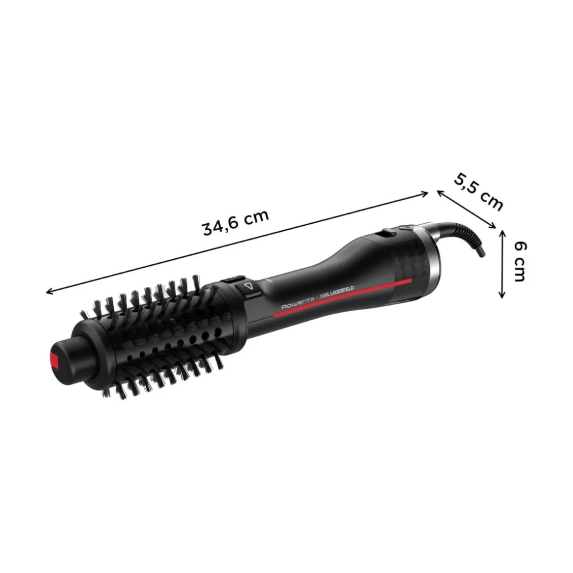 Cepillo secador Rowenta K/Pro Stylist Karl Lagerfeld giratorio negro/rojo