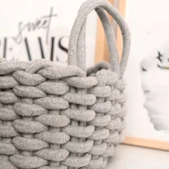 Cesta multiusos MOA Vinthera diseño trenzado gris 13x35x25 cm