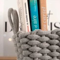 Cesta multiusos MOA Vinthera diseño trenzado gris 13x35x25 cm