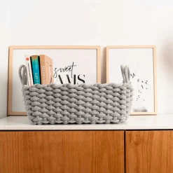 Cesta multiusos MOA Vinthera diseño trenzado gris 13x35x25 cm